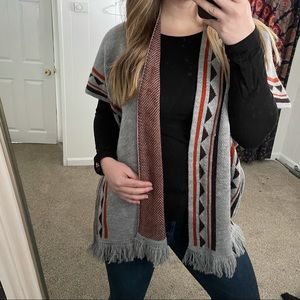Tribal poncho style chunky sweater
